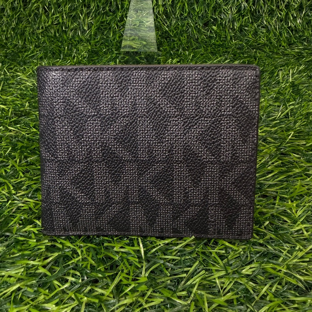 Michael Kors Cooper Wallet Mens OS Bifold Black Monogram Logo Canvas Slim